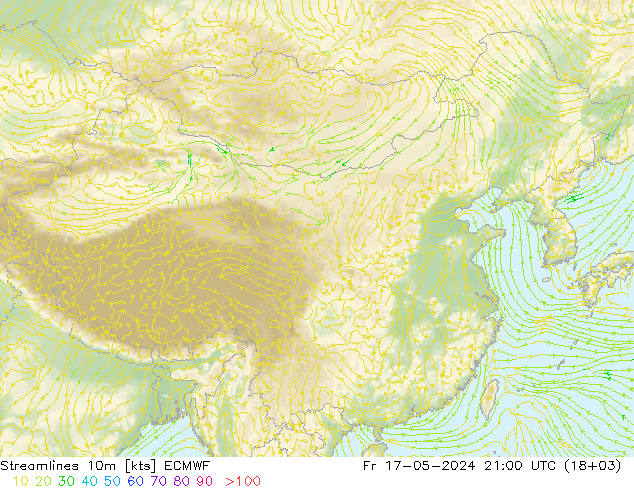 风 10m ECMWF 星期五 17.05.2024 21 UTC