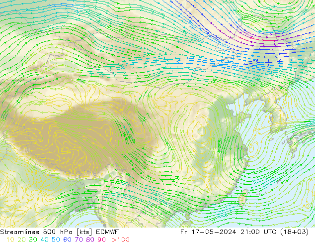 风 500 hPa ECMWF 星期五 17.05.2024 21 UTC