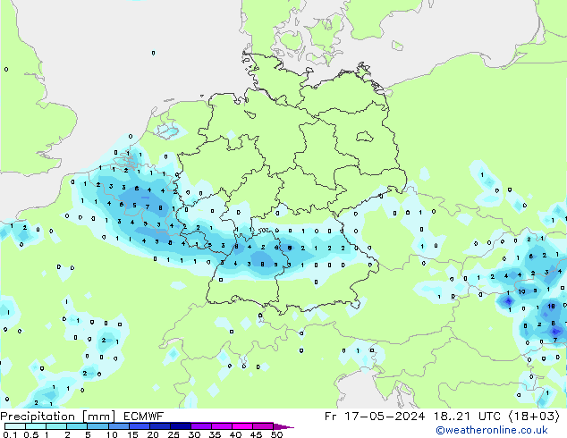 Precipitación ECMWF vie 17.05.2024 21 UTC