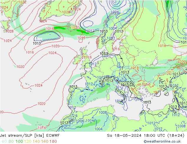 джет/приземное давление ECMWF сб 18.05.2024 18 UTC