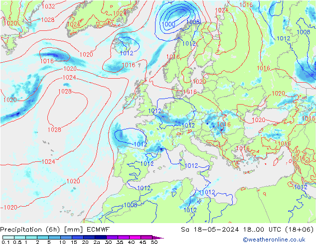 Yağış (6h) ECMWF Cts 18.05.2024 00 UTC