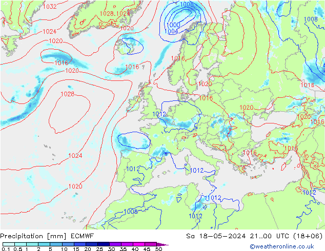 Niederschlag ECMWF Sa 18.05.2024 00 UTC