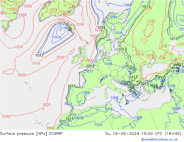 Bodendruck ECMWF So 19.05.2024 15 UTC