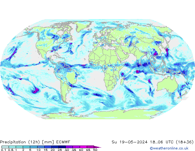 осадки (12h) ECMWF Вс 19.05.2024 06 UTC