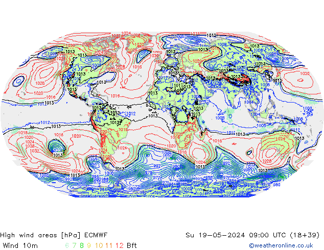 High wind areas ECMWF dom 19.05.2024 09 UTC