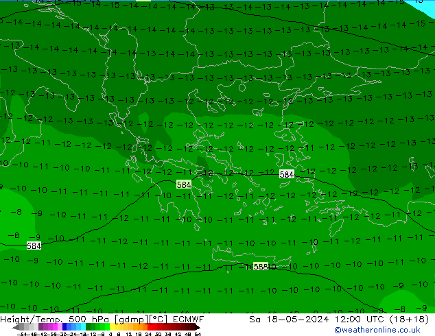 Z500/Rain (+SLP)/Z850 ECMWF sab 18.05.2024 12 UTC
