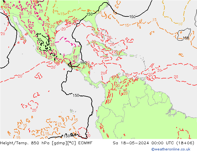 Z500/Rain (+SLP)/Z850 ECMWF сб 18.05.2024 00 UTC