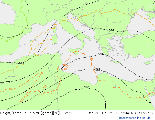 Height/Temp. 500 hPa ECMWF Seg 20.05.2024 09 UTC