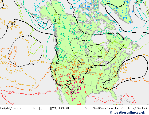 Z500/Rain (+SLP)/Z850 ECMWF Dom 19.05.2024 12 UTC