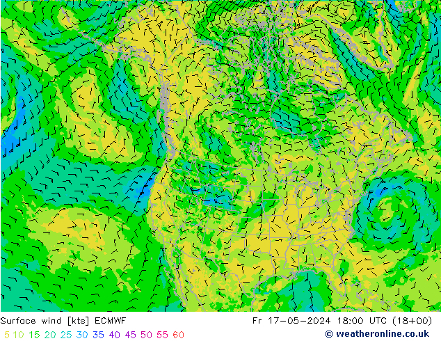 风 10 米 ECMWF 星期五 17.05.2024 18 UTC