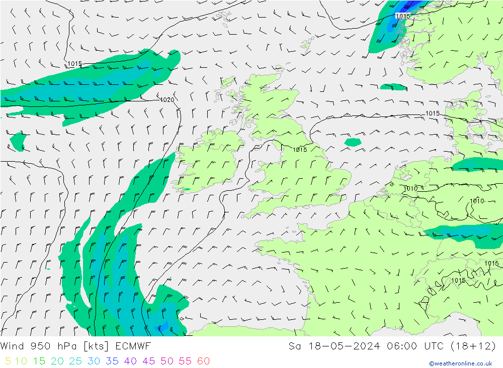 Prec 6h/Wind 10m/950 ECMWF So 18.05.2024 06 UTC