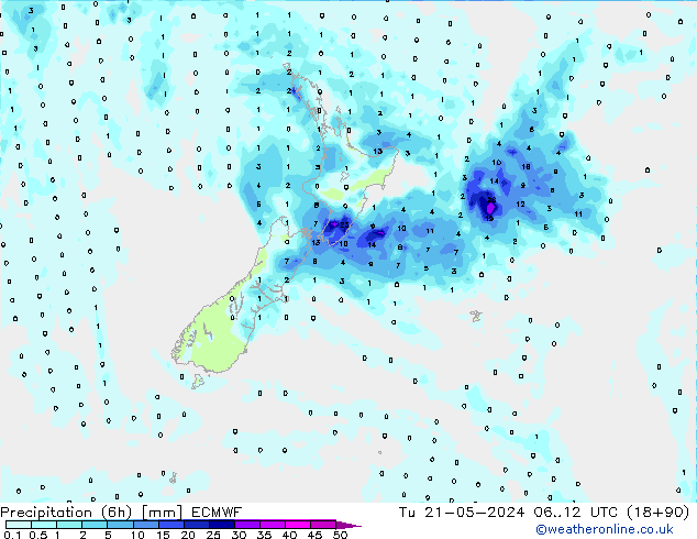 Yağış (6h) ECMWF Sa 21.05.2024 12 UTC