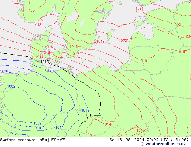 Bodendruck ECMWF Sa 18.05.2024 00 UTC