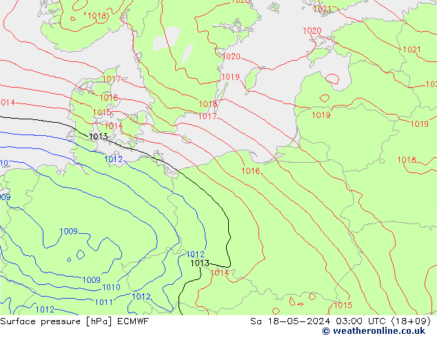 Surface pressure ECMWF Sa 18.05.2024 03 UTC