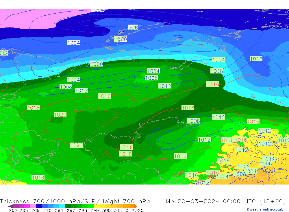 Thck 700-1000 hPa ECMWF Po 20.05.2024 06 UTC