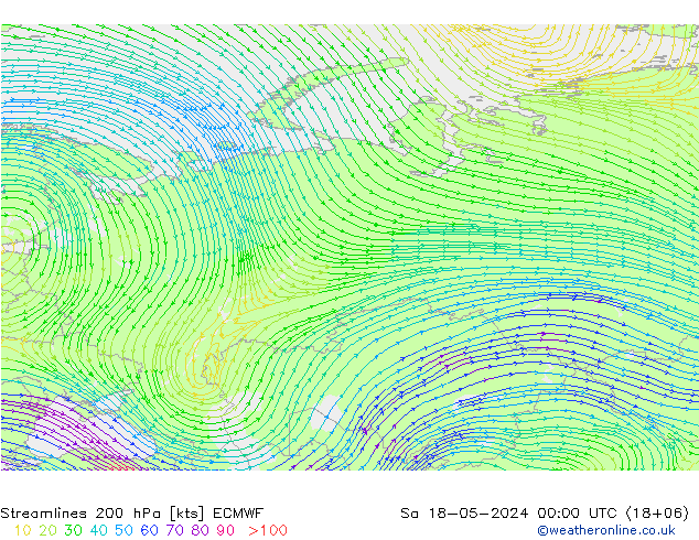 Rüzgar 200 hPa ECMWF Cts 18.05.2024 00 UTC
