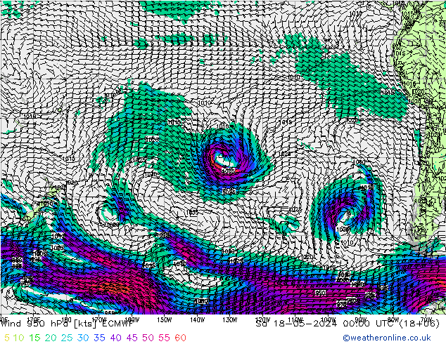 Prec 6h/Wind 10m/950 ECMWF Sáb 18.05.2024 00 UTC