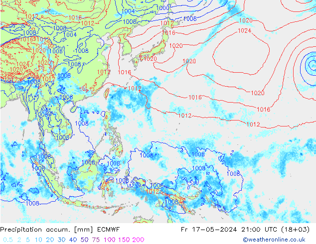 Precipitation accum. ECMWF pt. 17.05.2024 21 UTC