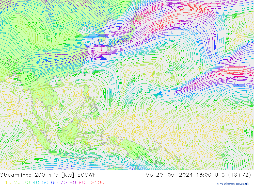 Rüzgar 200 hPa ECMWF Pzt 20.05.2024 18 UTC