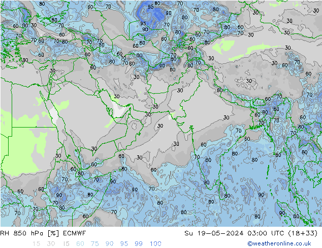 RH 850 hPa ECMWF Su 19.05.2024 03 UTC