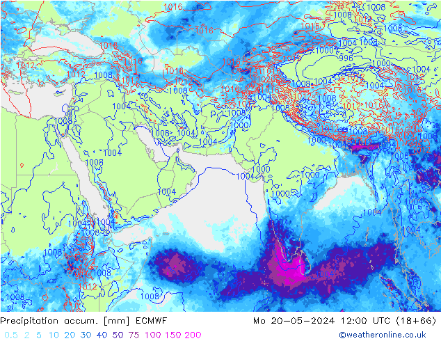 Precipitation accum. ECMWF Mo 20.05.2024 12 UTC