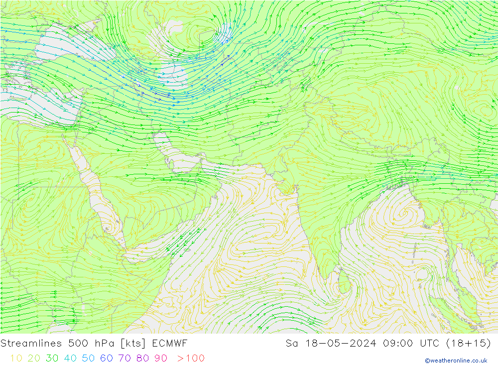 Línea de corriente 500 hPa ECMWF sáb 18.05.2024 09 UTC