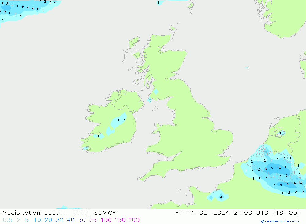 Precipitation accum. ECMWF Fr 17.05.2024 21 UTC