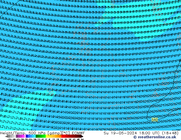 Z500/Rain (+SLP)/Z850 ECMWF Ne 19.05.2024 18 UTC