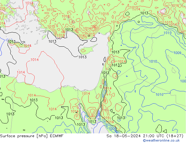 pressão do solo ECMWF Sáb 18.05.2024 21 UTC