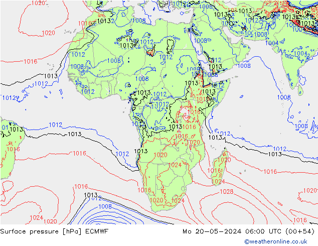 Bodendruck ECMWF Mo 20.05.2024 06 UTC