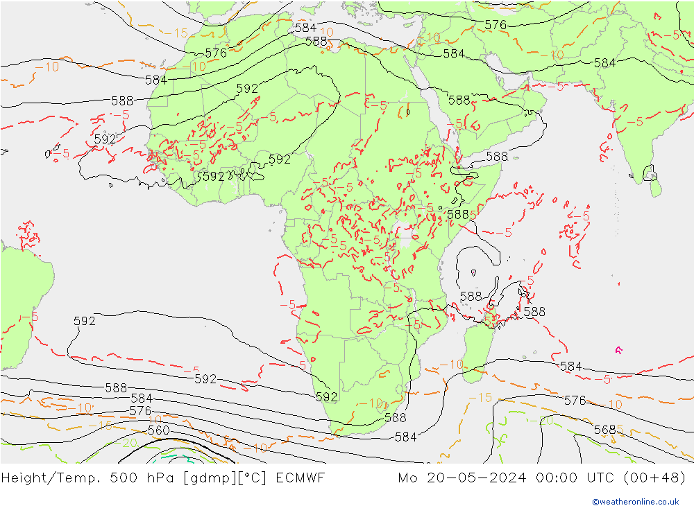 Height/Temp. 500 hPa ECMWF  20.05.2024 00 UTC