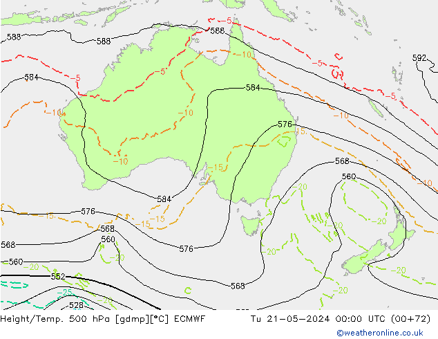 Z500/Rain (+SLP)/Z850 ECMWF Tu 21.05.2024 00 UTC