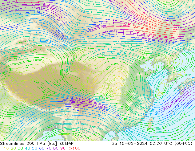 风 300 hPa ECMWF 星期六 18.05.2024 00 UTC
