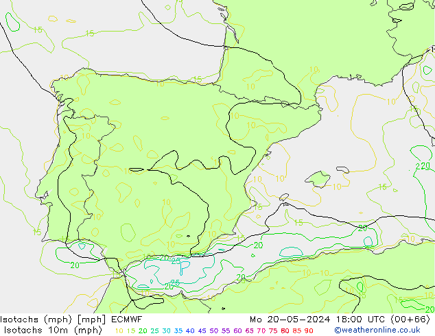 Isotachs (mph) ECMWF Mo 20.05.2024 18 UTC