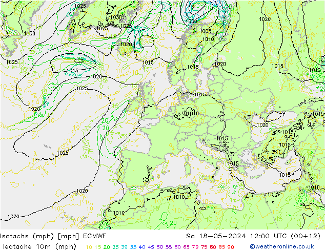 Isotachs (mph) ECMWF So 18.05.2024 12 UTC