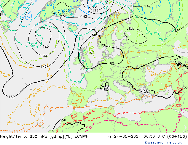 Géop./Temp. 850 hPa ECMWF ven 24.05.2024 06 UTC