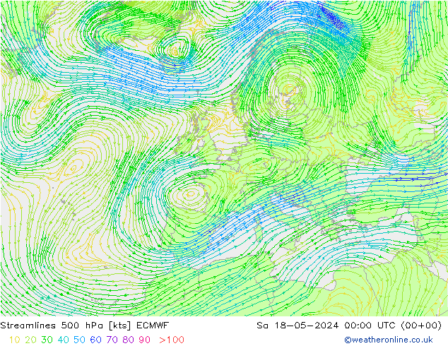 风 500 hPa ECMWF 星期六 18.05.2024 00 UTC