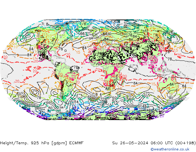 Height/Temp. 925 hPa ECMWF dom 26.05.2024 06 UTC