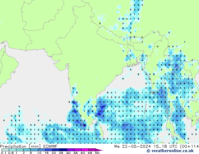 Neerslag ECMWF wo 22.05.2024 18 UTC