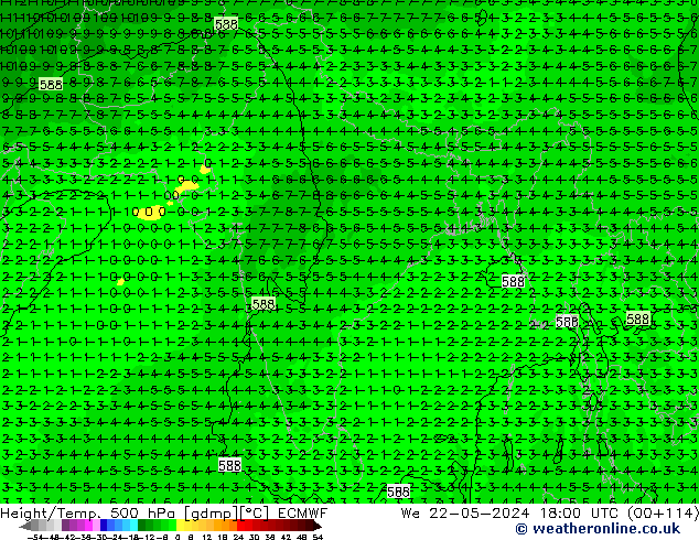 Z500/Regen(+SLP)/Z850 ECMWF wo 22.05.2024 18 UTC