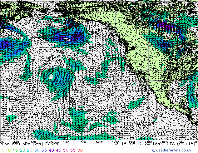 Rüzgar 850 hPa ECMWF Cts 18.05.2024 18 UTC