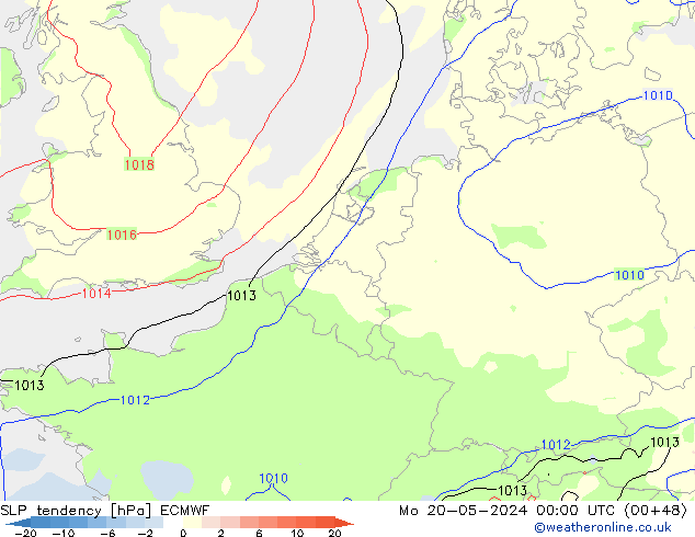 SLP tendency ECMWF Mo 20.05.2024 00 UTC