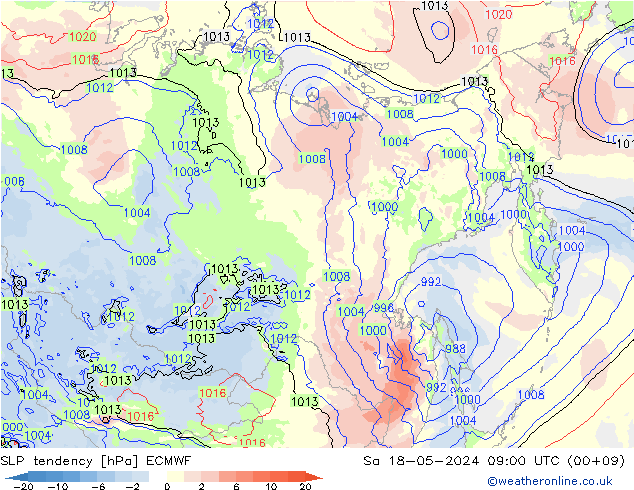 тенденция давления ECMWF сб 18.05.2024 09 UTC