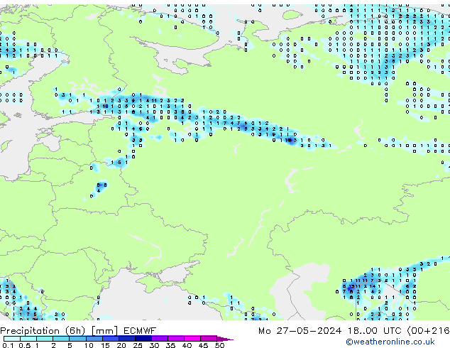 Yağış (6h) ECMWF Pzt 27.05.2024 00 UTC