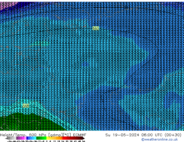 Z500/Rain (+SLP)/Z850 ECMWF Dom 19.05.2024 06 UTC