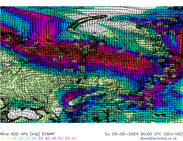 Wind 500 hPa ECMWF Ne 26.05.2024 00 UTC