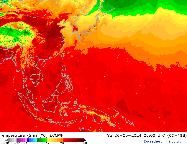 température (2m) ECMWF dim 26.05.2024 06 UTC