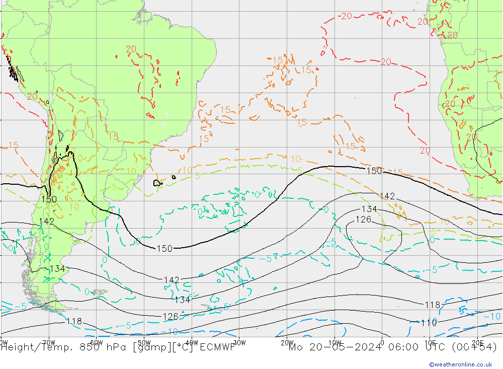 Height/Temp. 850 hPa ECMWF Seg 20.05.2024 06 UTC