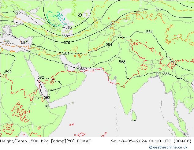 Z500/Rain (+SLP)/Z850 ECMWF 星期六 18.05.2024 06 UTC