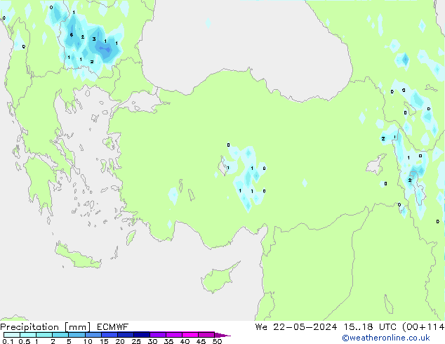 precipitação ECMWF Qua 22.05.2024 18 UTC